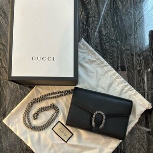 Gucci DIONYSUS MINI LEATHER CHAIN WALLET